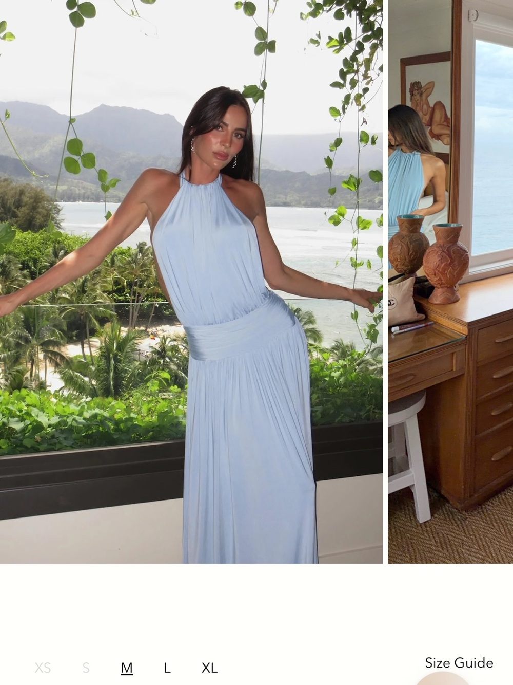 Santina Sky Blue Maxi Dress with Ruched Waist - Picture 5 of 5